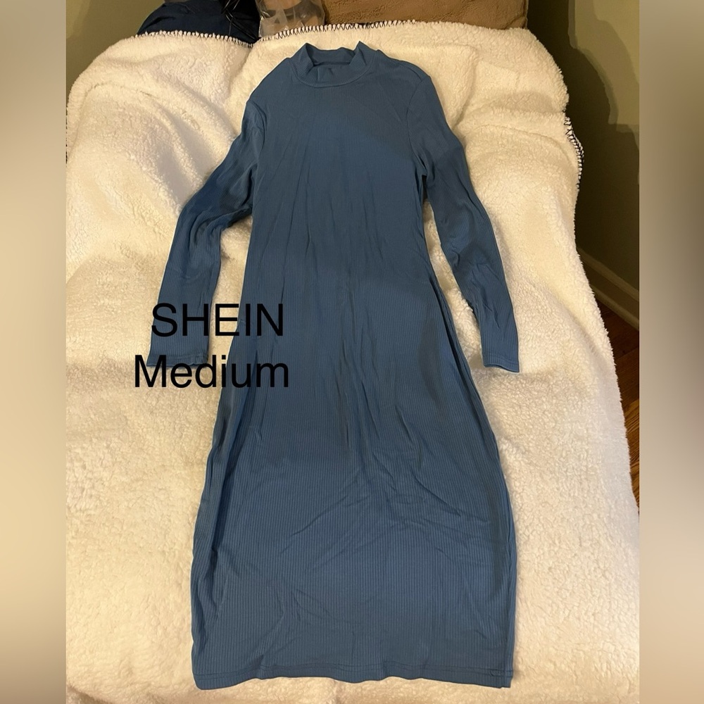 SHEIN Teal Long Sleeve Dress